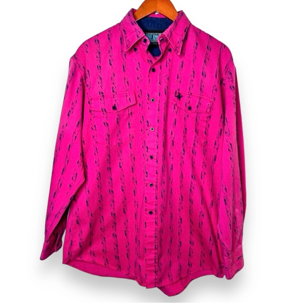 Lone Roo by Roper Vintage Pink Western American Button Down Shirt Jacket Large